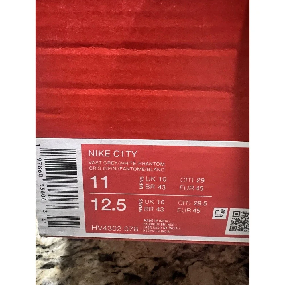Nike C1TY Vast Grey Phantom White Gum HV4302-078 Mens Size 11 US Sneakers Shoe